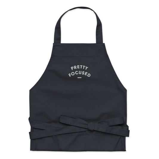 Pretty Focused Navy Blue Embroidered Organic Cotton Apron