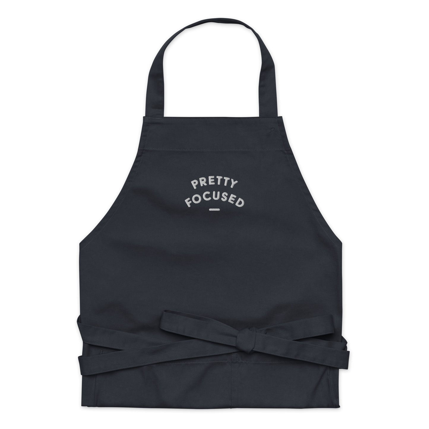 Pretty Focused Navy Blue Embroidered Organic Cotton Apron